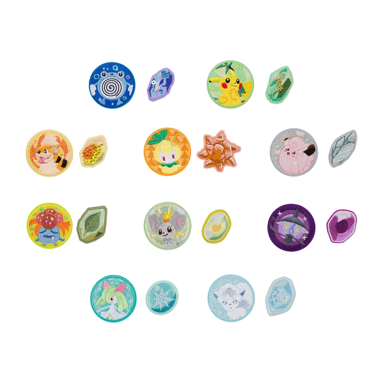 Pokemon Embroidery Brooch SHINKA NO ISHI with intricate design from Japan