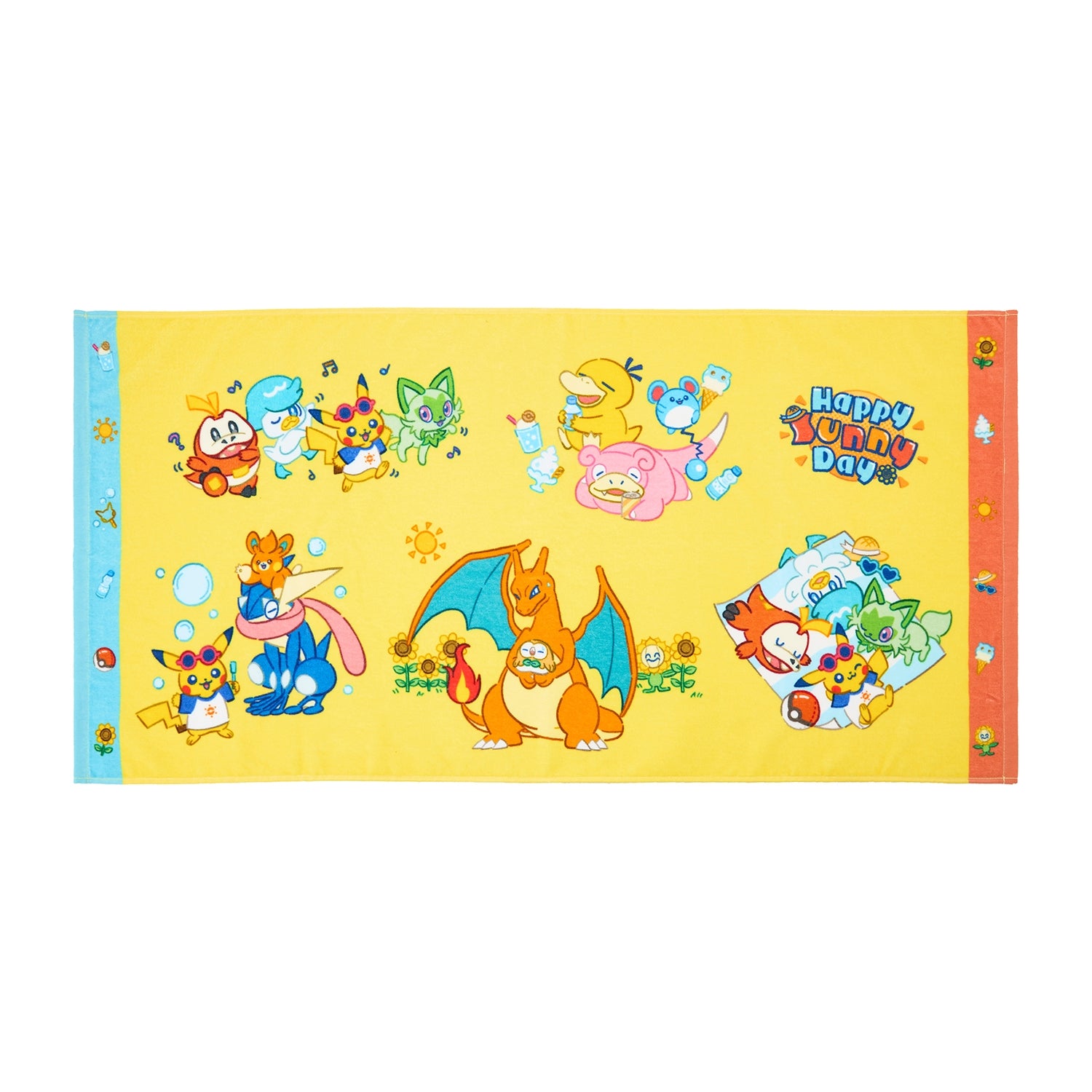 Pokemon Happy Sunny Day mini bath towel with colorful characters from Japan