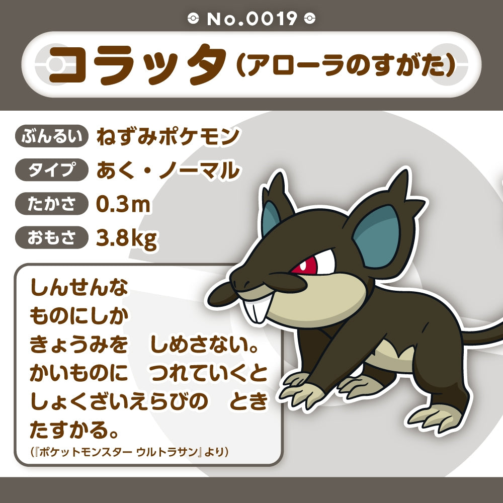 Pokémon fit Rattata Alola Form Plush #019 – Pokémon Center Japan