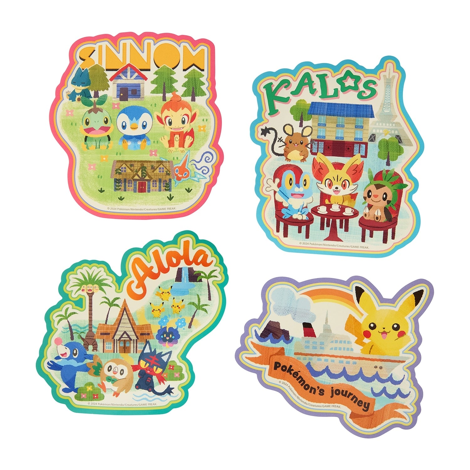 Pikachu stickers set from Japan, featuring official Pokemon Center artwork with 4 collectible stickers