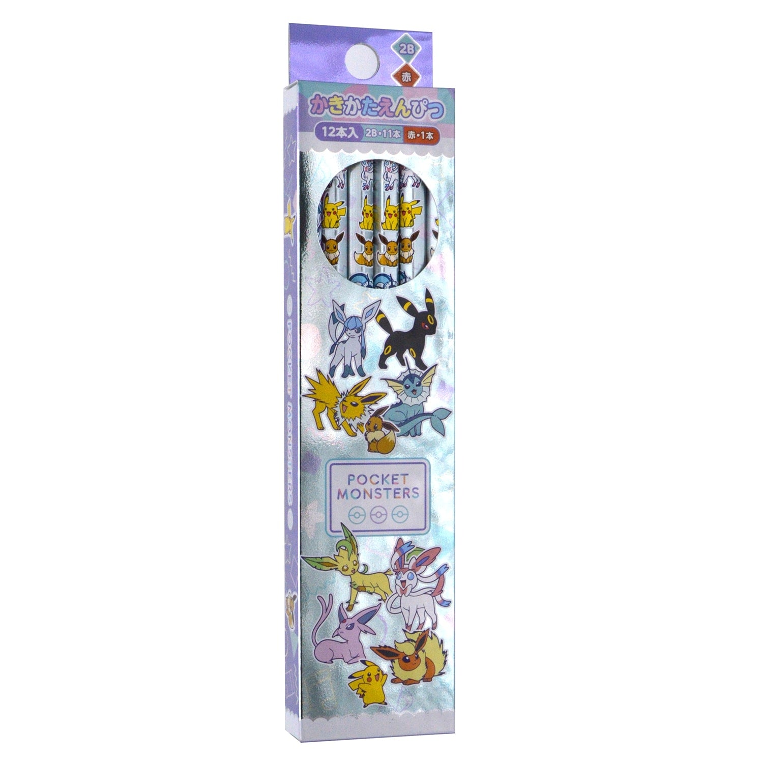 Kakikata Pencil 2B Silver Scroll Pastel Flake with Pokemon character from Japan