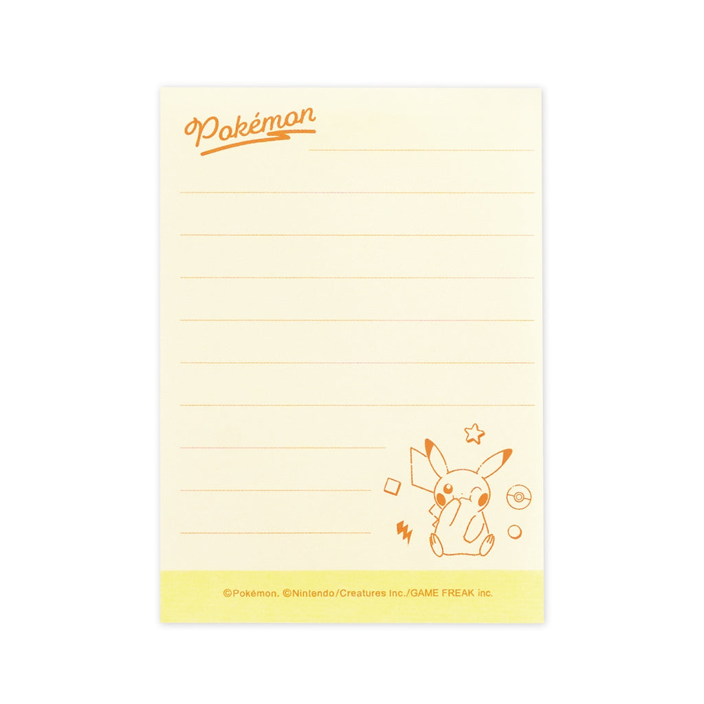 Official Pokemon Center Japan Pikachu stationery, showcasing a collectible mini memo from Japan