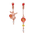 Pokemon Eevee earrings with red poppy design from Japan