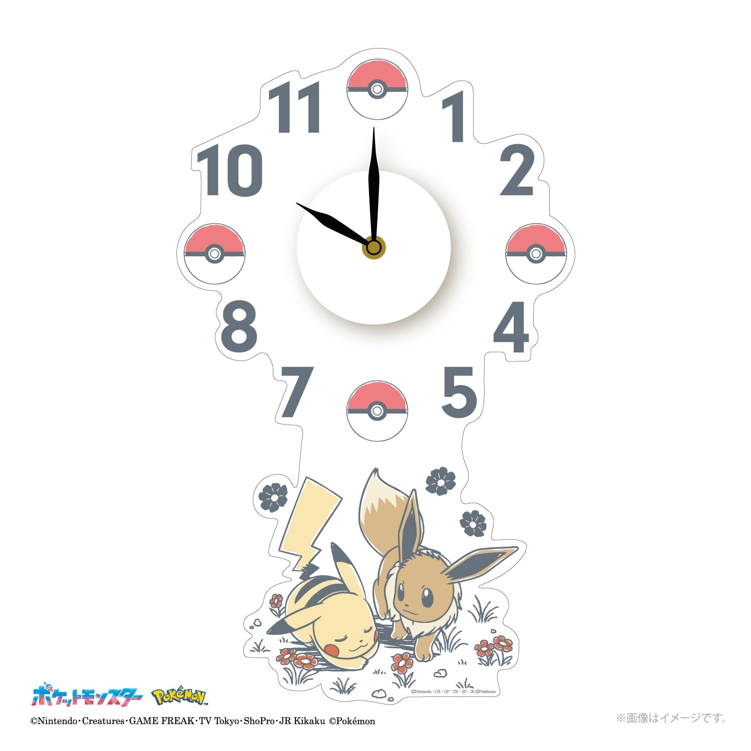 Wall clock sticker Pikachu Eevee