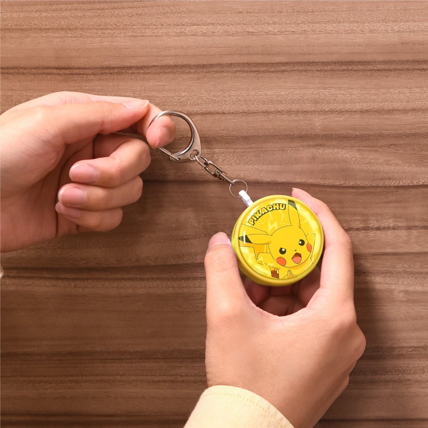 Authentic Pikachu Security Buzzer collectible from Japan, featuring Pikachu in a dynamic pose