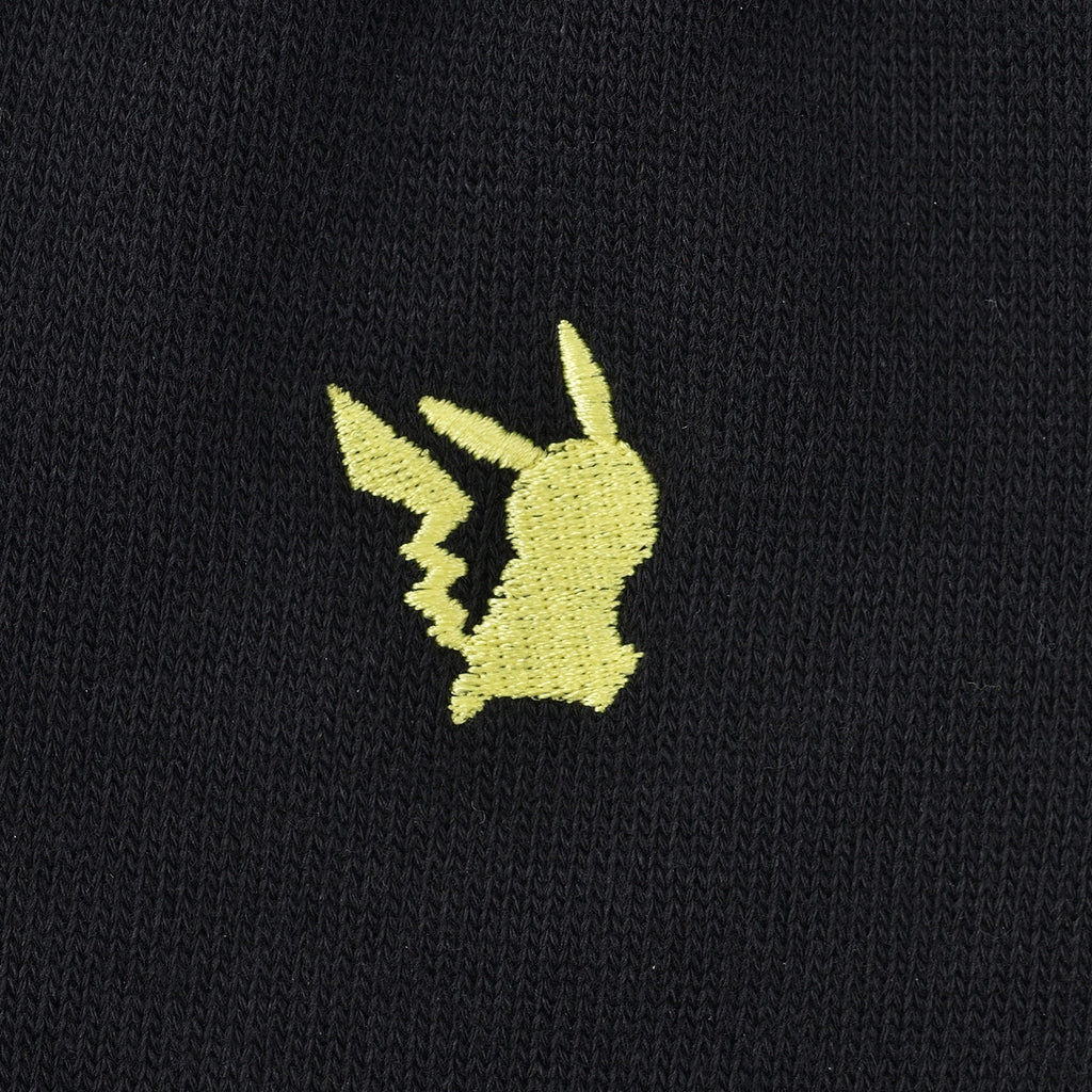 [Choice] Crew socks One point plain Pikachu BK (25-27cm)