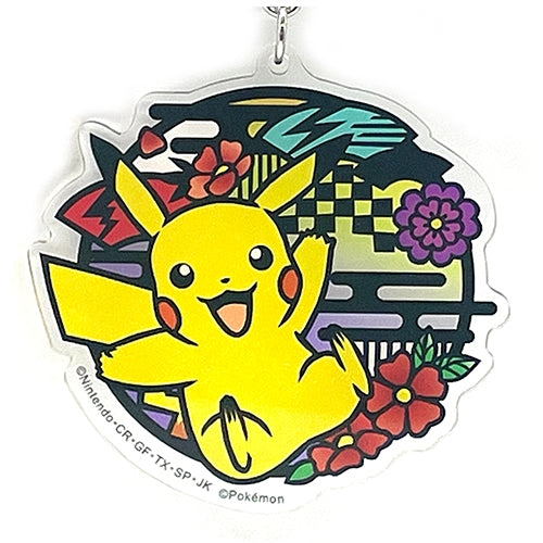 Close-up of Pikachu keychain, showcasing collector quality and authentic Japanese design