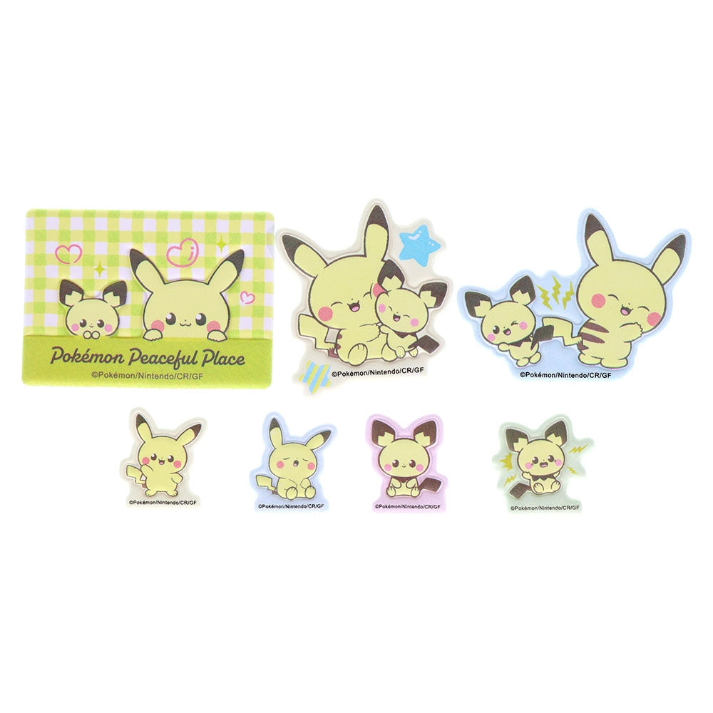 Official Pokemon Center Japan sticker set, Pikachu & Pichu design, sourced from Japan