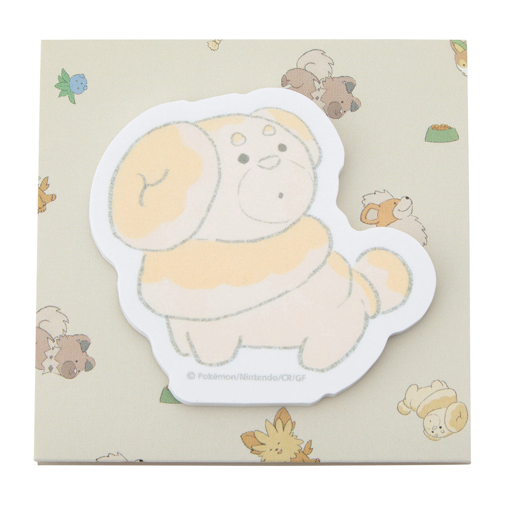 Close-up of Papi Mocchi die-cut sticky note from Japan, showcasing detailed design