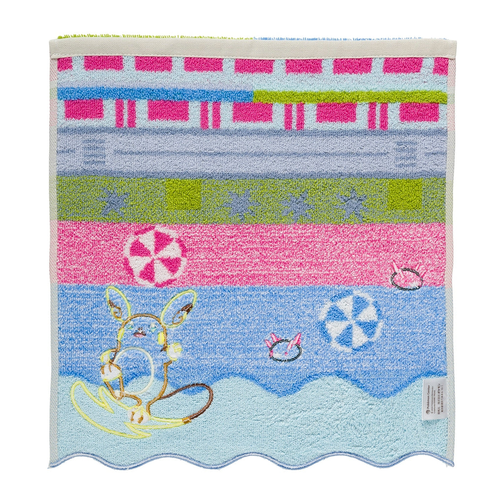 Authentic Pokemon Center Alolan Raichu towel from Japan, with vibrant colors and soft texture