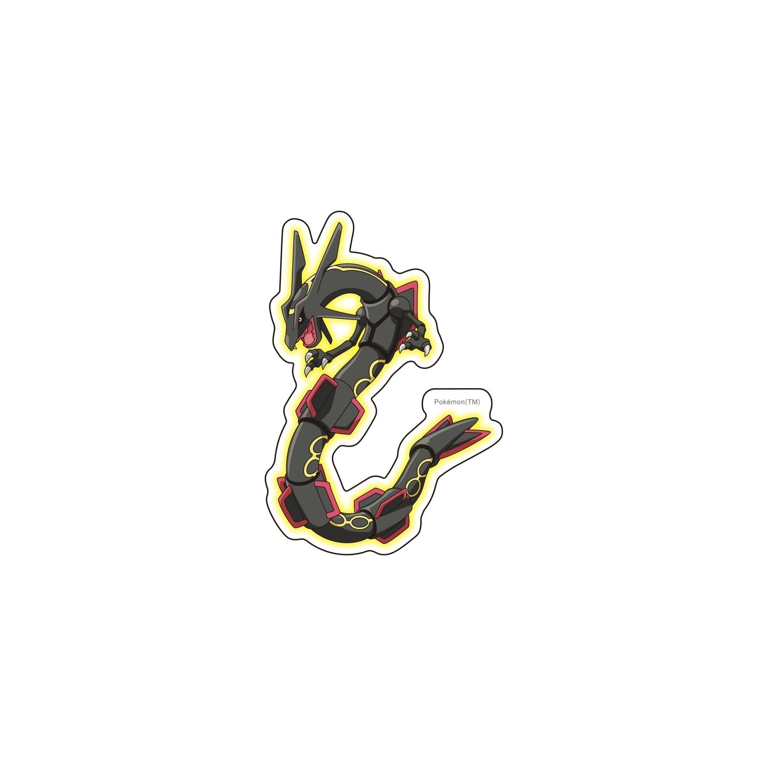 Close-up of Black Rayquaza sticker, a rare collectible from Pokemon Center Japan