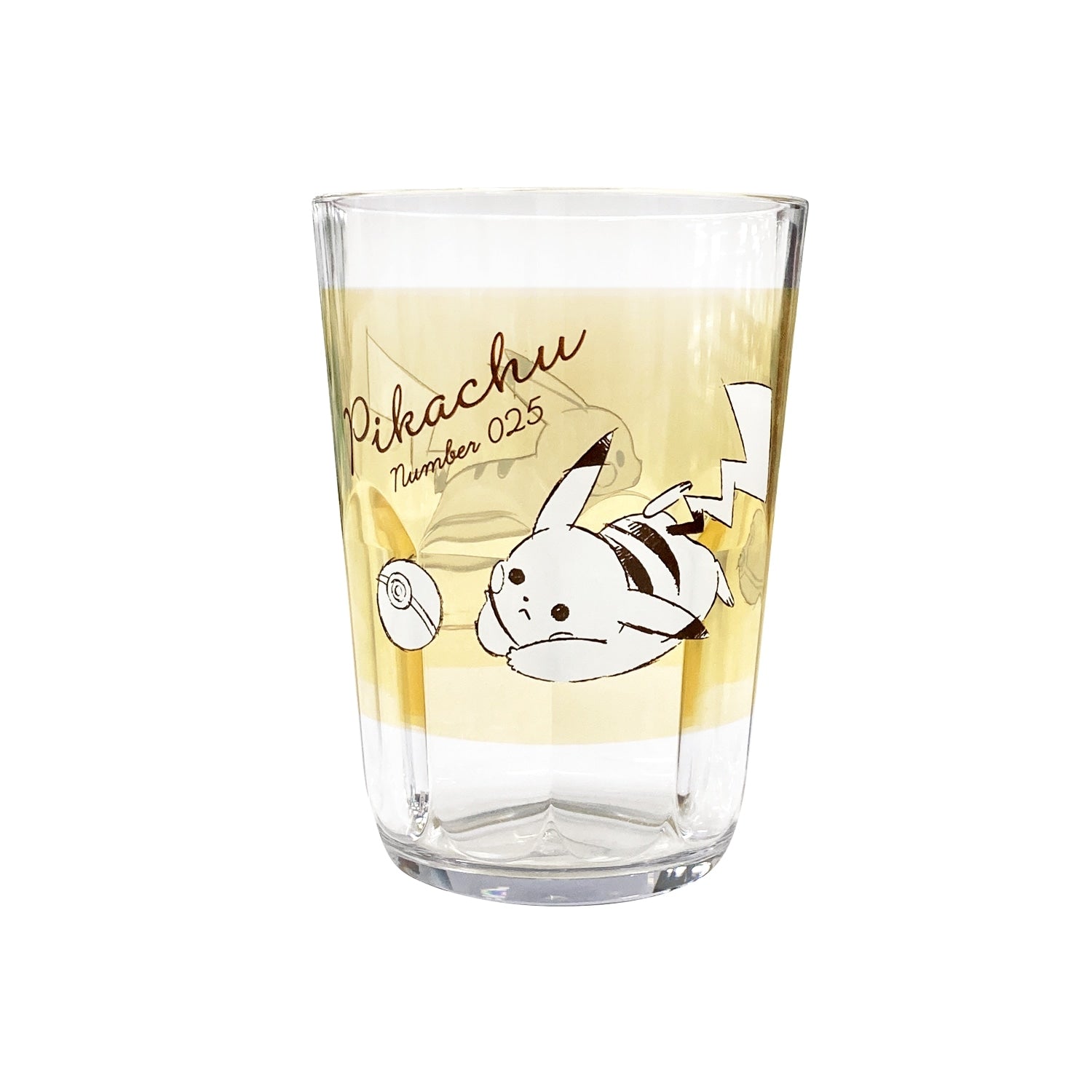 Clear tumbler "Pikachu number025" yellow