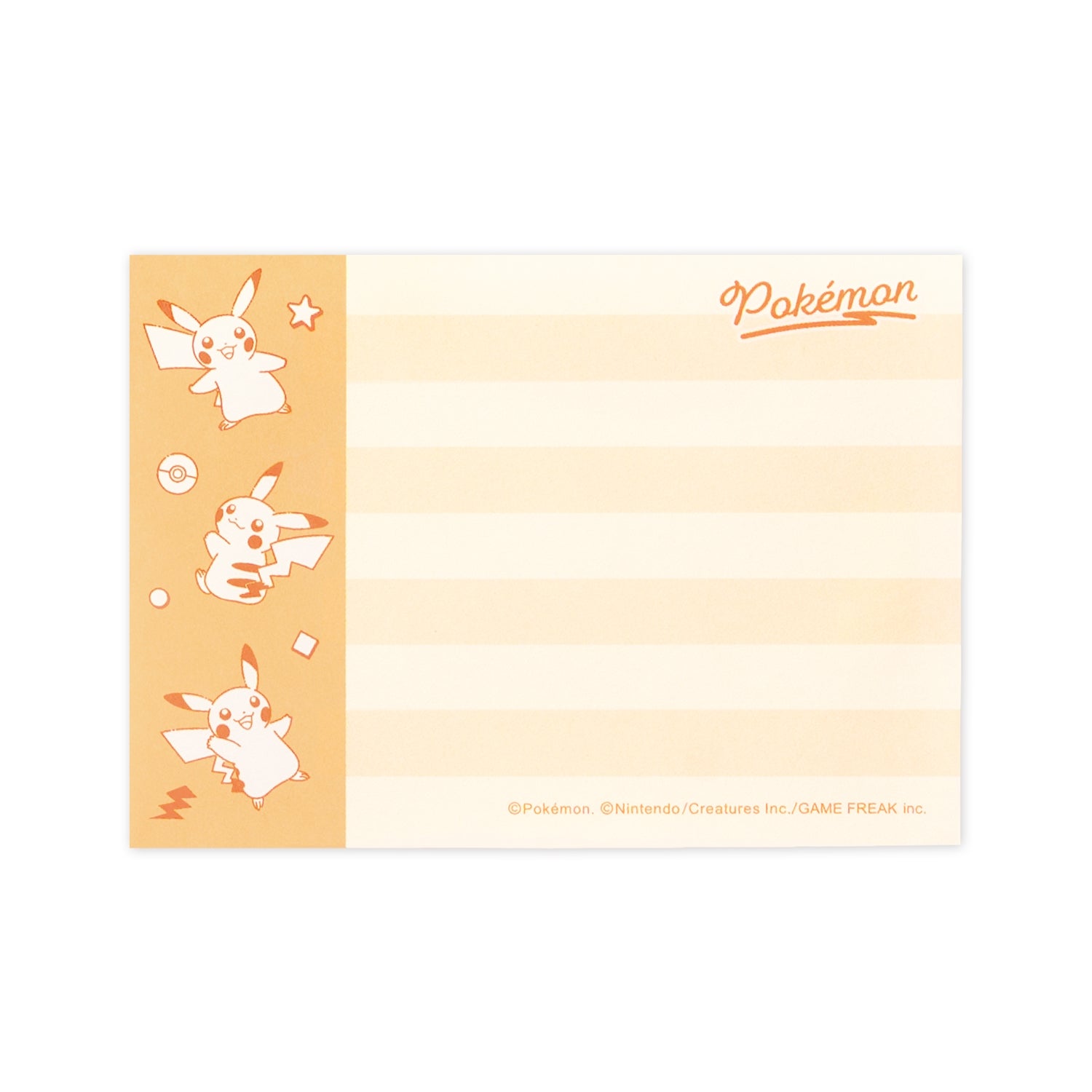 Authentic Japanese Pikachu notebook, displaying a small Pikachu figurine on a memo pad from Japan