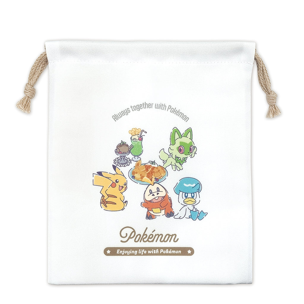 Gusseted drawstring bag/with Pokemon