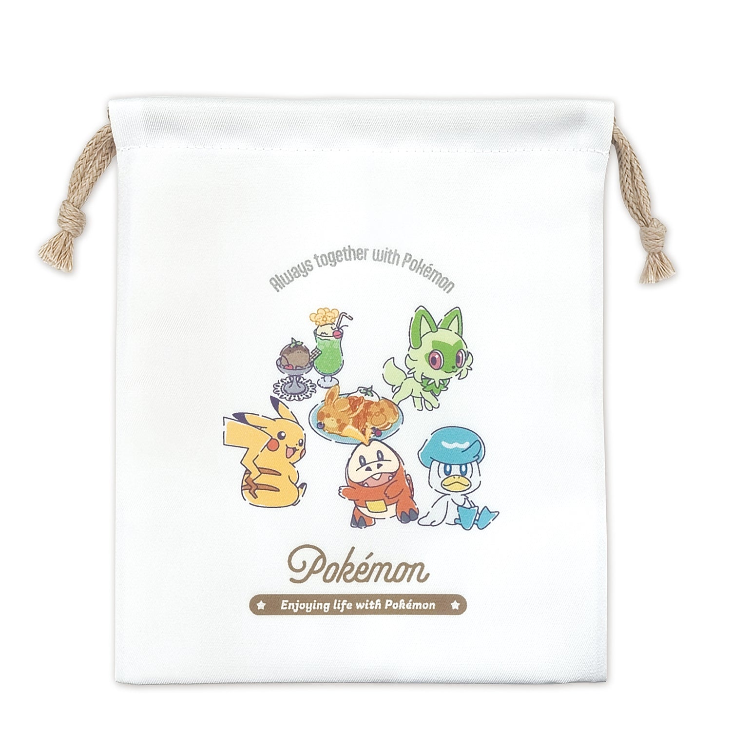 Gusseted drawstring bag/with Pokemon
