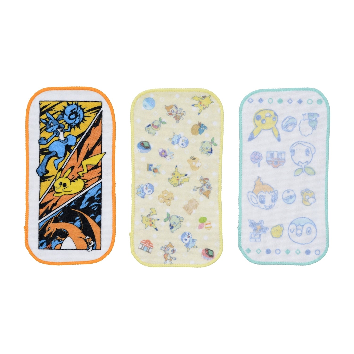 Pokemon Battle Start Pocket Towels from Japan, featuring colorful anime characters