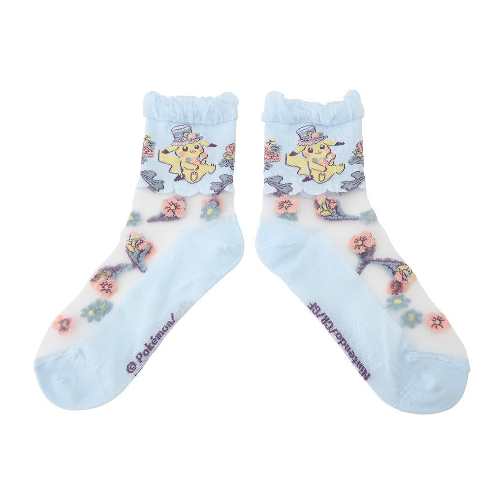 [Choose] Middle socks see-through Pikachu Pokémon Botanical Easter (23-25cm)