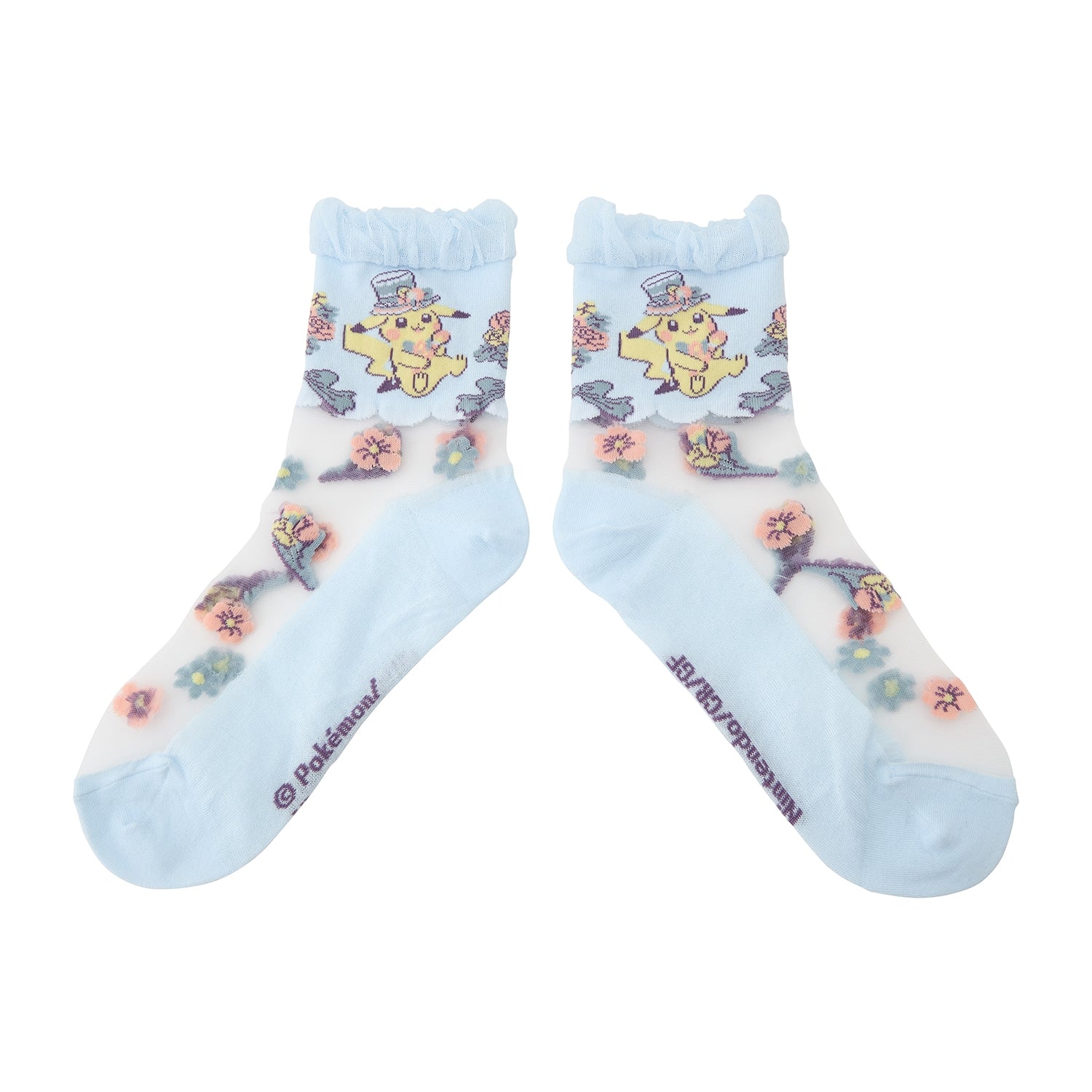 [Choose] Middle socks see-through Pikachu Pokémon Botanical Easter (23-25cm)