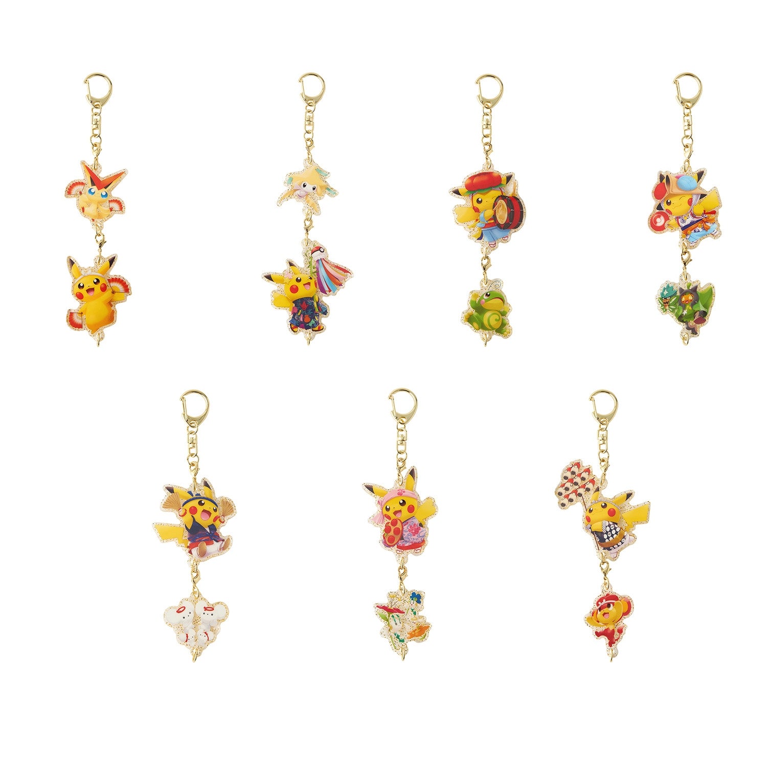 Pokemon Center Japan Connecting acrylic keychain from Japan, featuring colorful characters