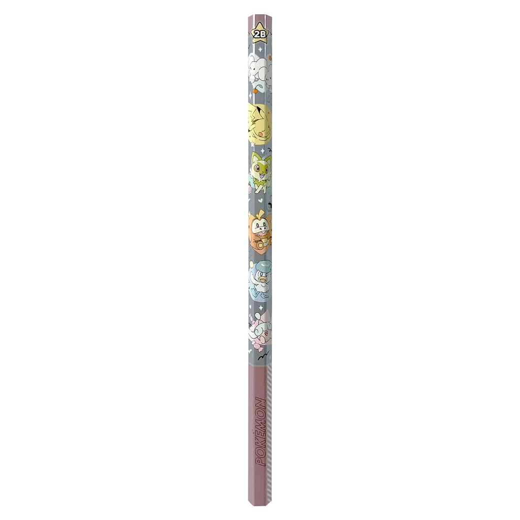 Close-up of Kakikata Pencil 2B Silver Scroll with colorful design, authentic Japanese collectible