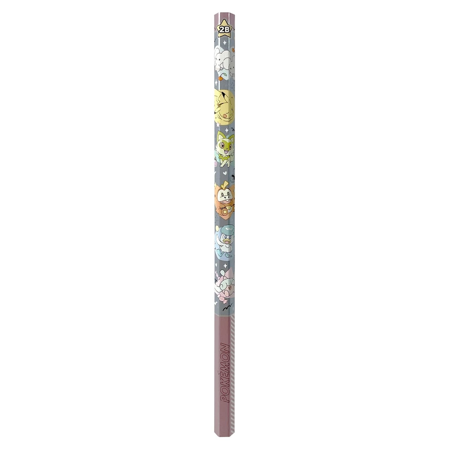 Close-up of Kakikata Pencil 2B Silver Scroll with colorful design, authentic Japanese collectible