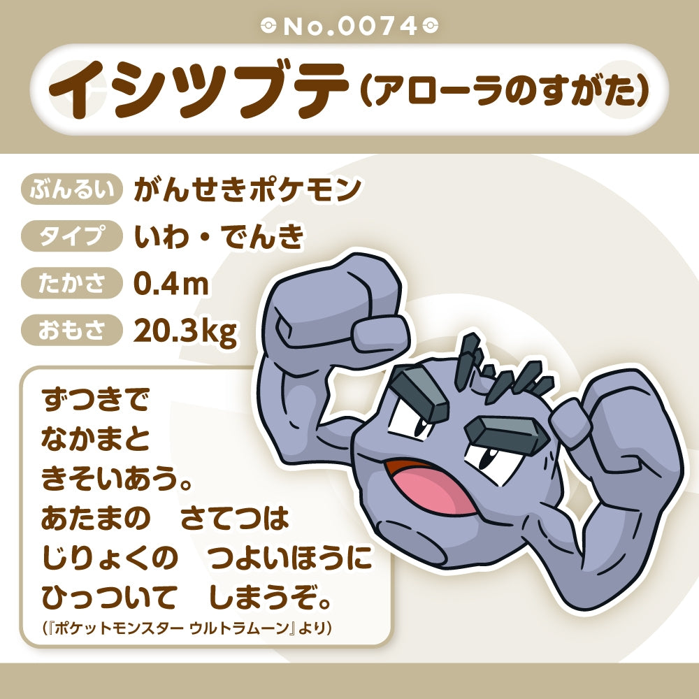Pokémon fit Alolan Geodude (#74) Official Plush – Pokémon Center Japan
