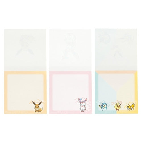 Eevee Evolution Mini Memo Set with Pokemon logo and Japanese packaging details