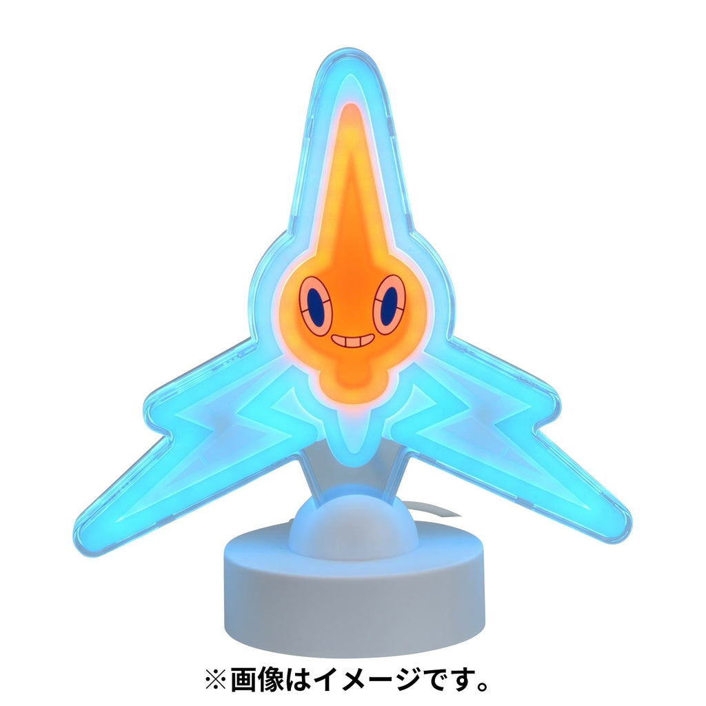 Rotom Neon LED Light on a table, showcasing its 17.2x17x10cm size, straight from Japan