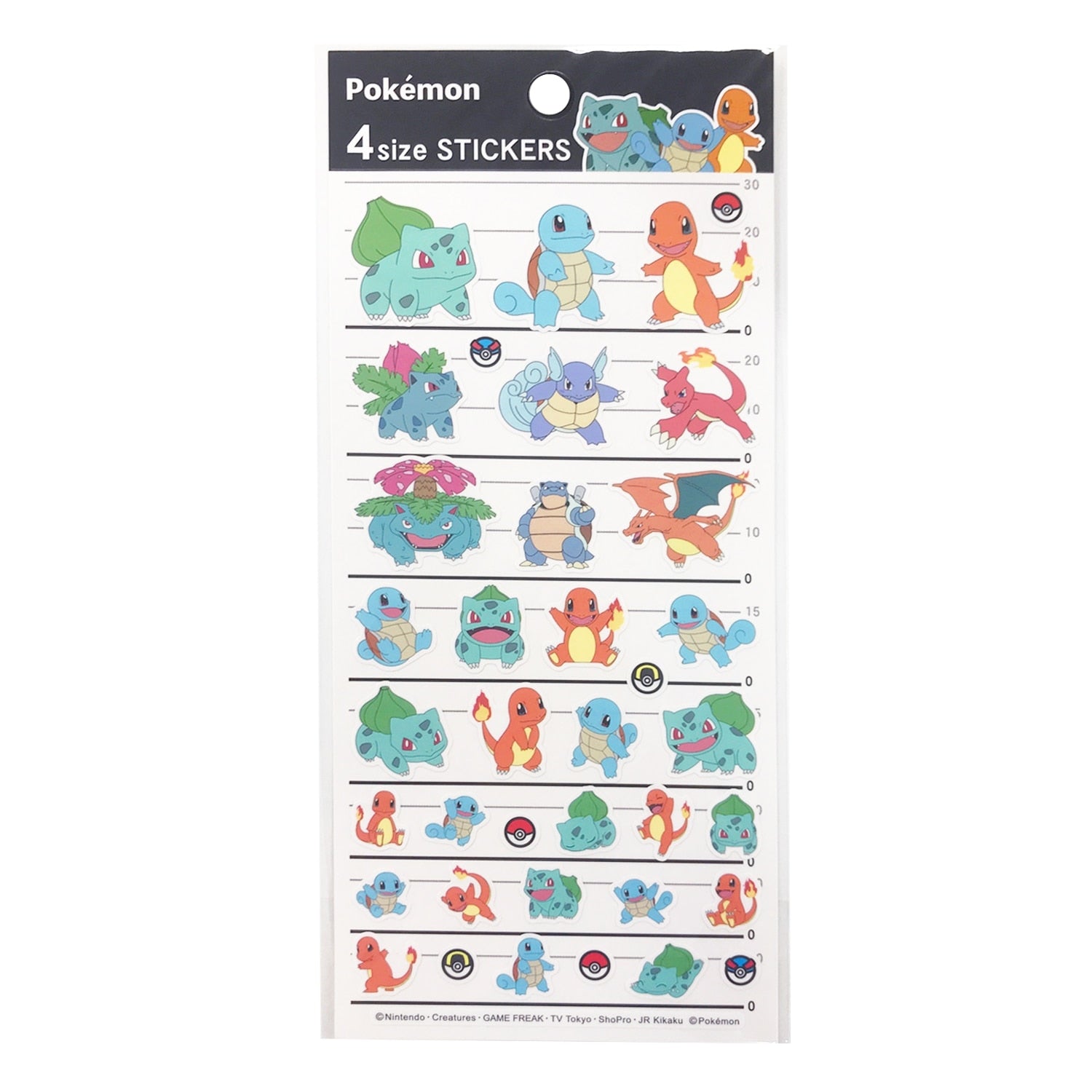 Pokémon Kanto 4SIZE STICKERS from Japan, featuring colorful character designs