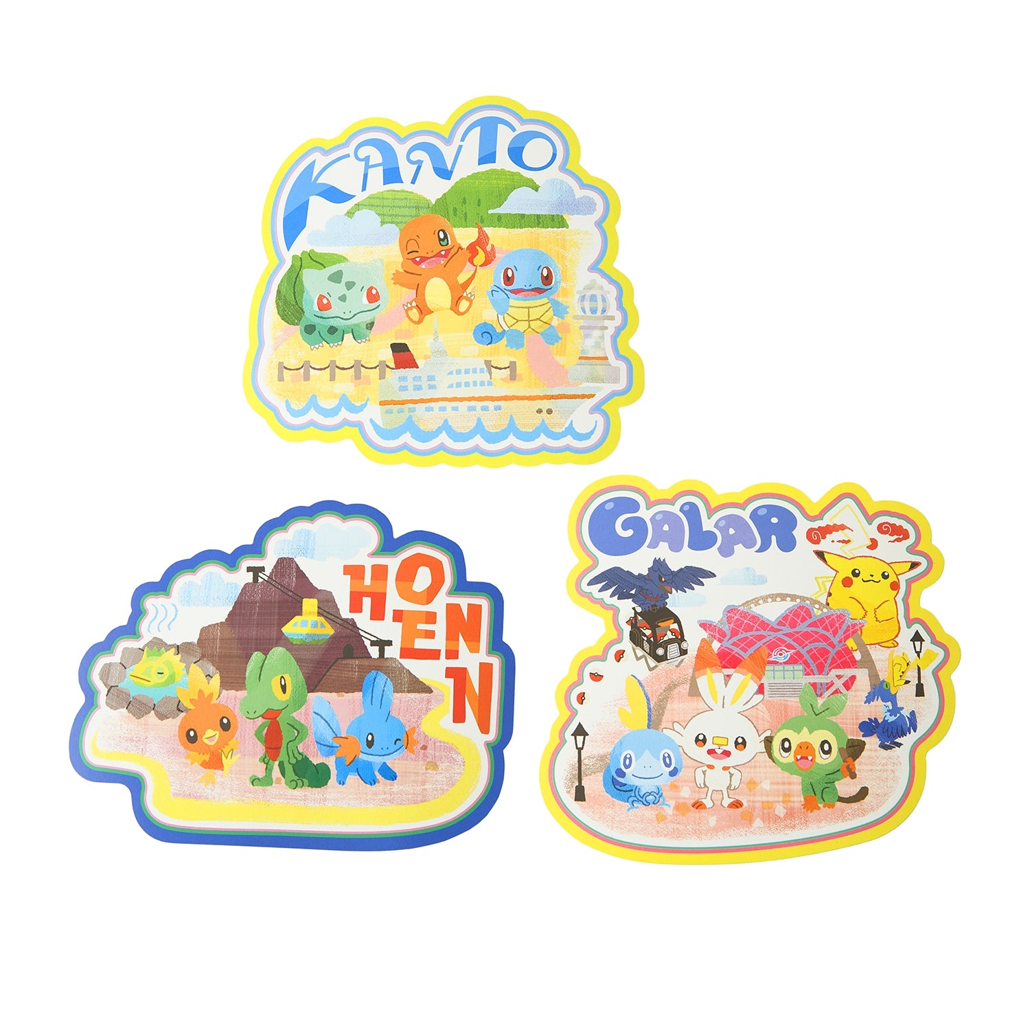 Die-cut postcard set Pokémon’s journey Kanto Hoenn Galar