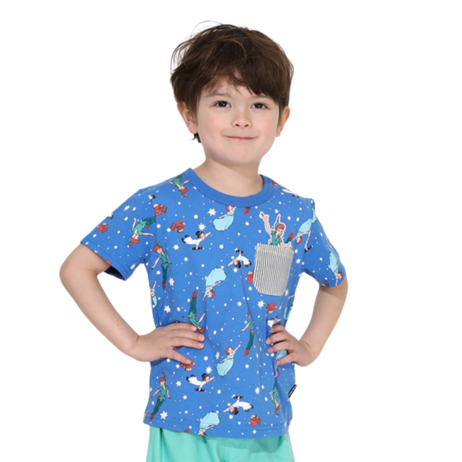 [Babydoll] Peter Pan character allover pattern pocket T-shirt 0292K / Baby si...