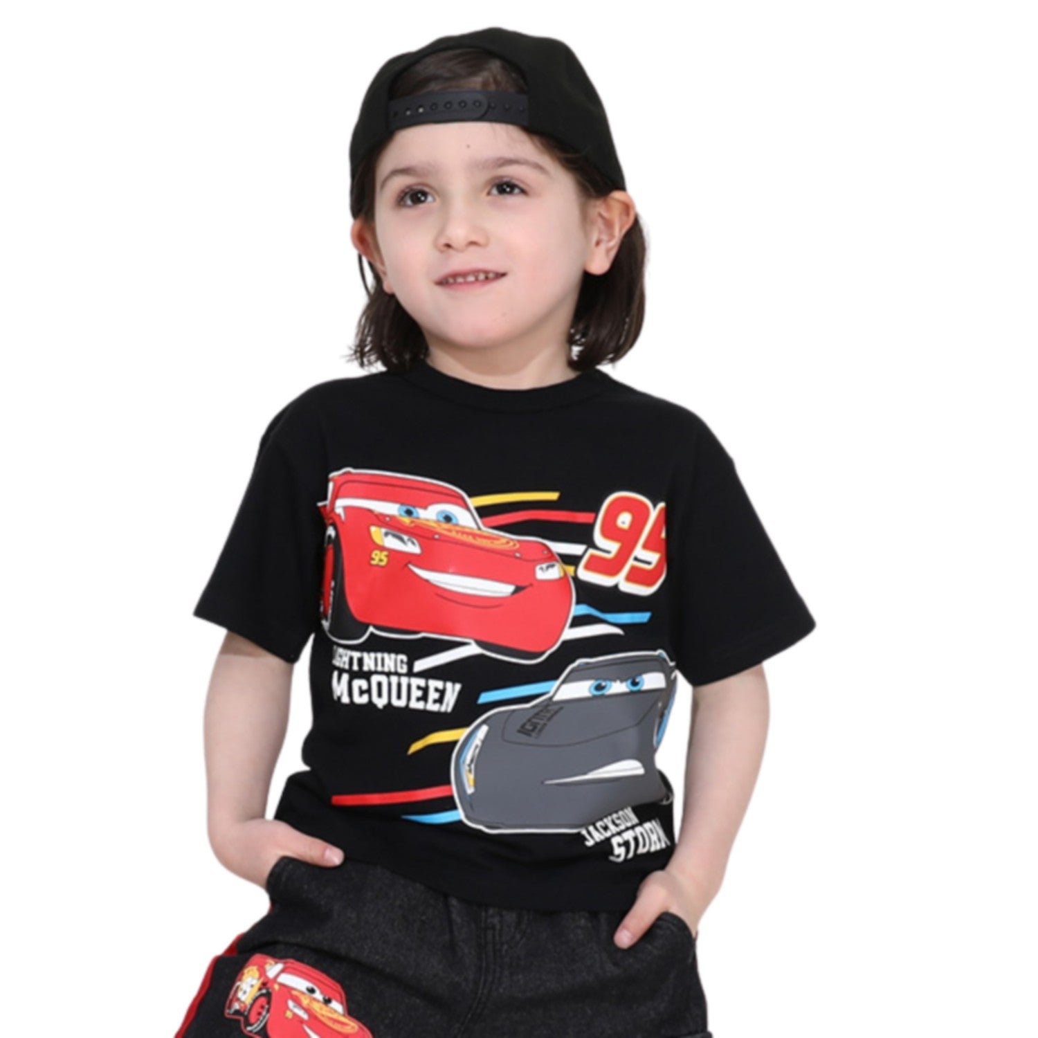 [Babydoll] Cars Luminous Logo T-shirt 0316K / Lightning McQueen Jackson Storm Baby Size Kids Tops Short Sleeve Crew Neck Cut and Sewn Glow in the Dark T-shirt Material