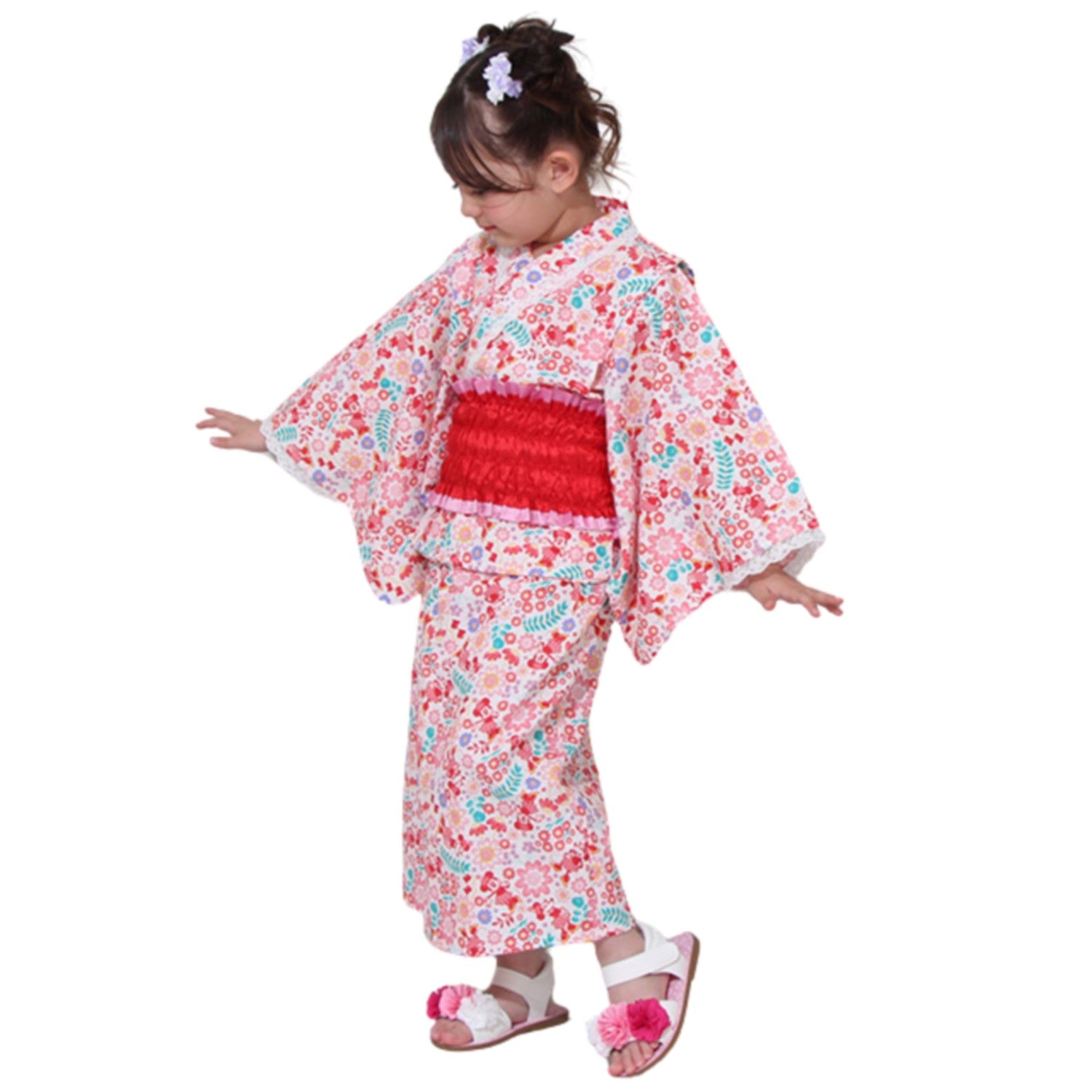 [Baby Doll] Minnie 2WAY Yukata One Piece 0431K / 90cm-140cm Kids Separate Type 3 Piece Set Short Sleeve One Piece Long Skirt Made of Belt Full Elastic Chest (Gathered) Shoulder Strap Length Adjustable (2 Levels/Not Removable)