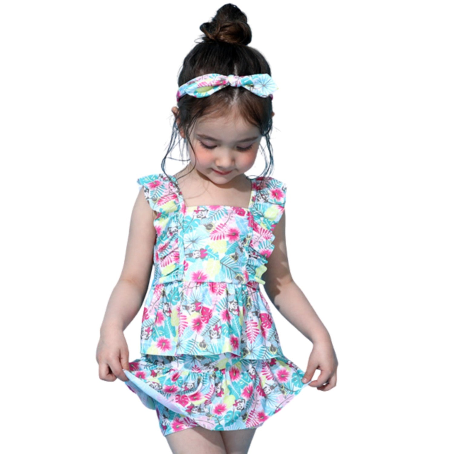 [Babydoll] Minnie Separate Swimsuit 0440K / Baby Size Kids Swimwear Swimsuit Separate Top and Bottom Set with Hair Band 3 Piece Set Quick Dry Soft Easy [hg]