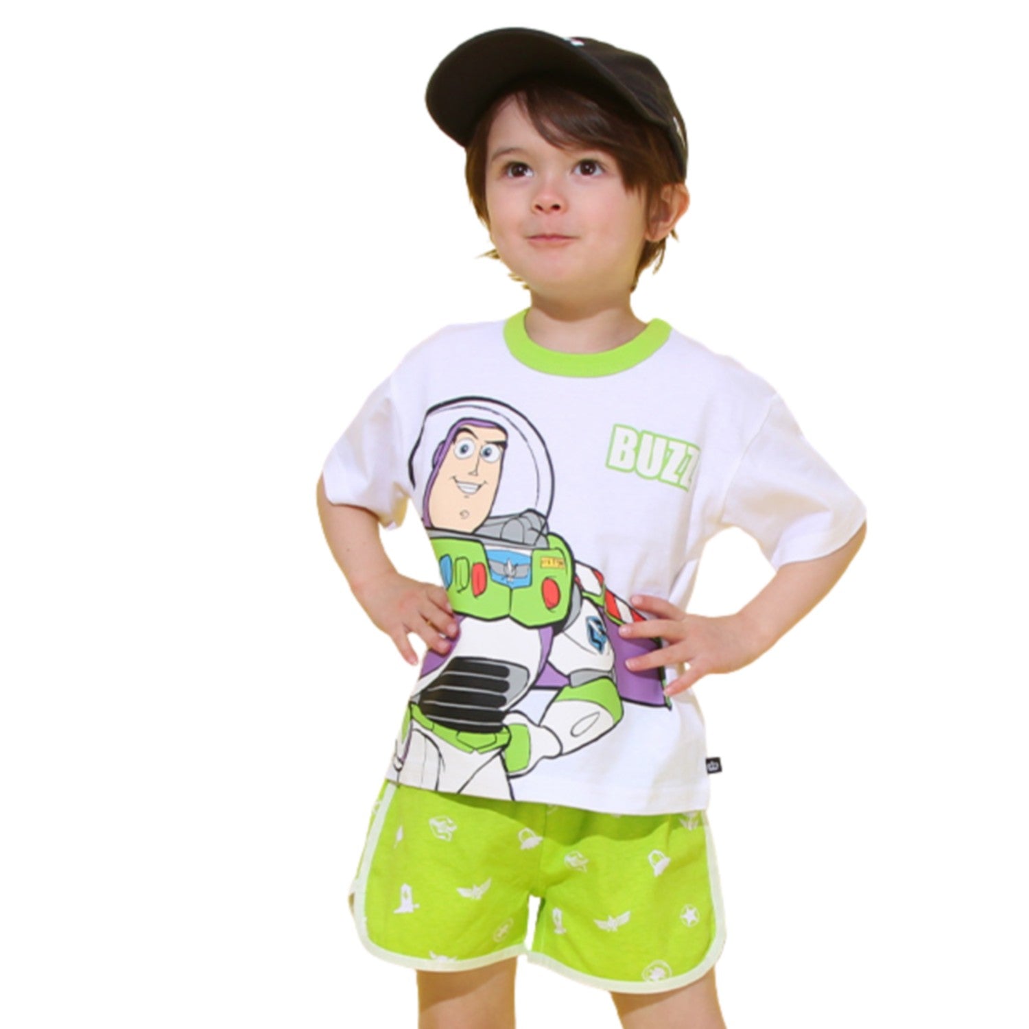 [Babydoll] Buzz T-shirt & shorts 2-piece set 0464K / Toy Story Baby size kids tops bottoms short sleeves shorts shorts shorts full elastic waist with elastic holes top and bottom setup coordination set