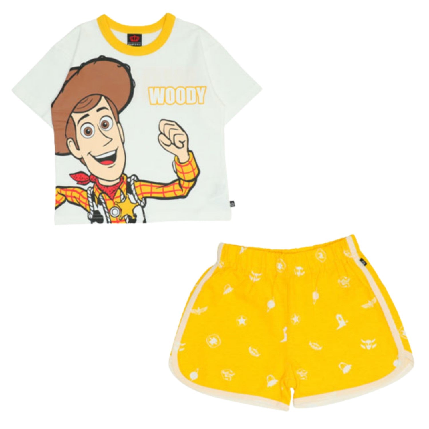 [Babydoll] Woody T-shirt & shorts 2-piece set 0464K / Toy Story Baby size kids tops bottoms short sleeves shorts shorts shorts full elastic waist with elastic holes top and bottom setup coordination set