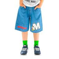 [Babydoll] Mickey Sagara Patch Denim Shorts 0469K / Baby Size Kids Bottoms Shorts Jeans Full Elastic Waist With Elastic Hole Belt Loops Fake Buttons Loose Comfortable Loose All Seasons