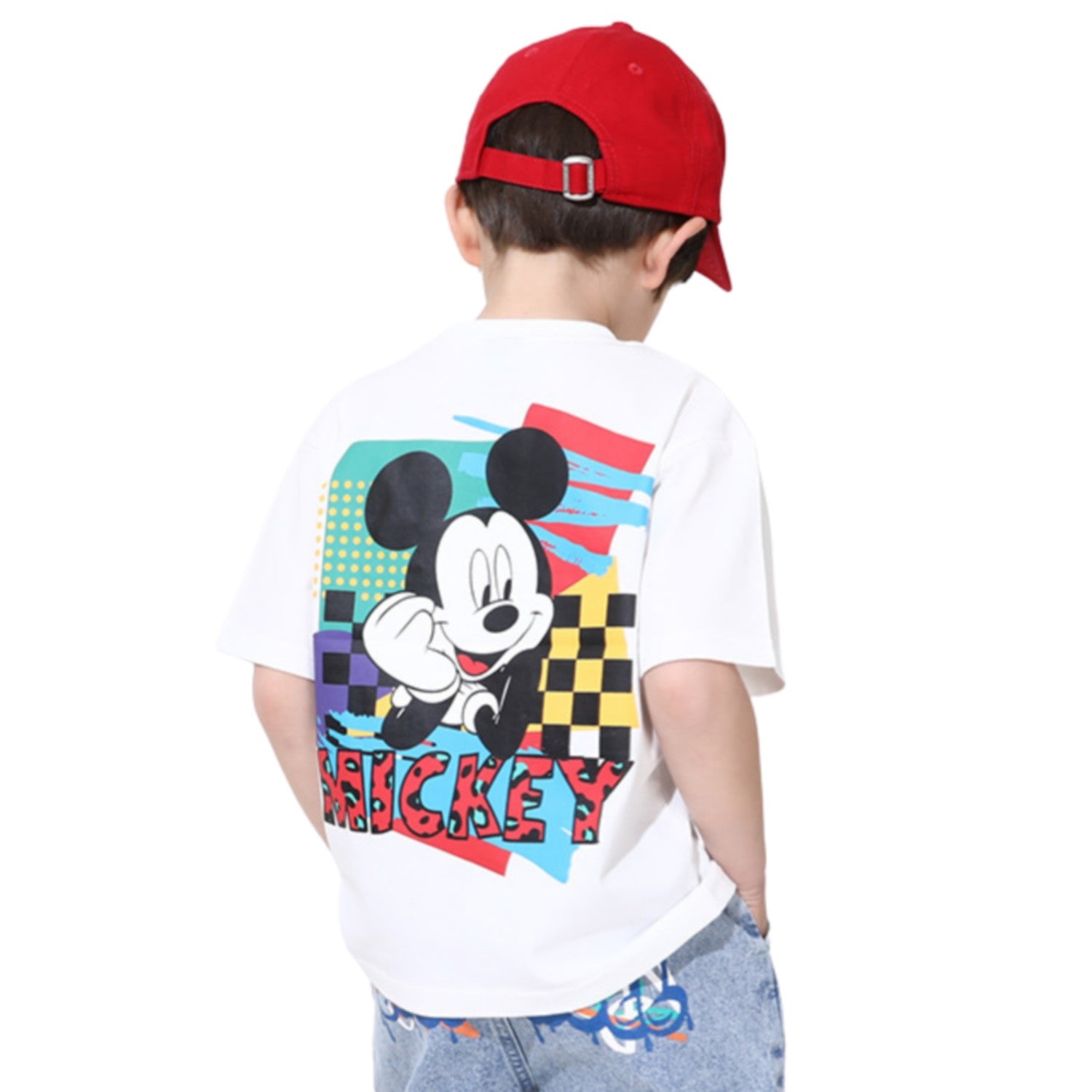 [Baby Doll] Mickey Parent and Child Matching Back Character T-shirt 0540K / Baby Size Kids Link Coordination Matching Look Parent and Child Coordination Tops Short Sleeves T-shirt Material Leopard Print