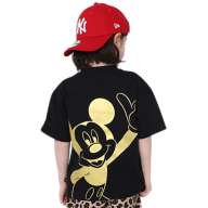 [Baby Doll] Mickey Parent and Child Matching Foil Character T-Shirt 0541K / Baby Size Kids Link Coordination Matching Look Parent and Child Coordination Tops Short Sleeves Tenjiku Material Gorgeous Gold