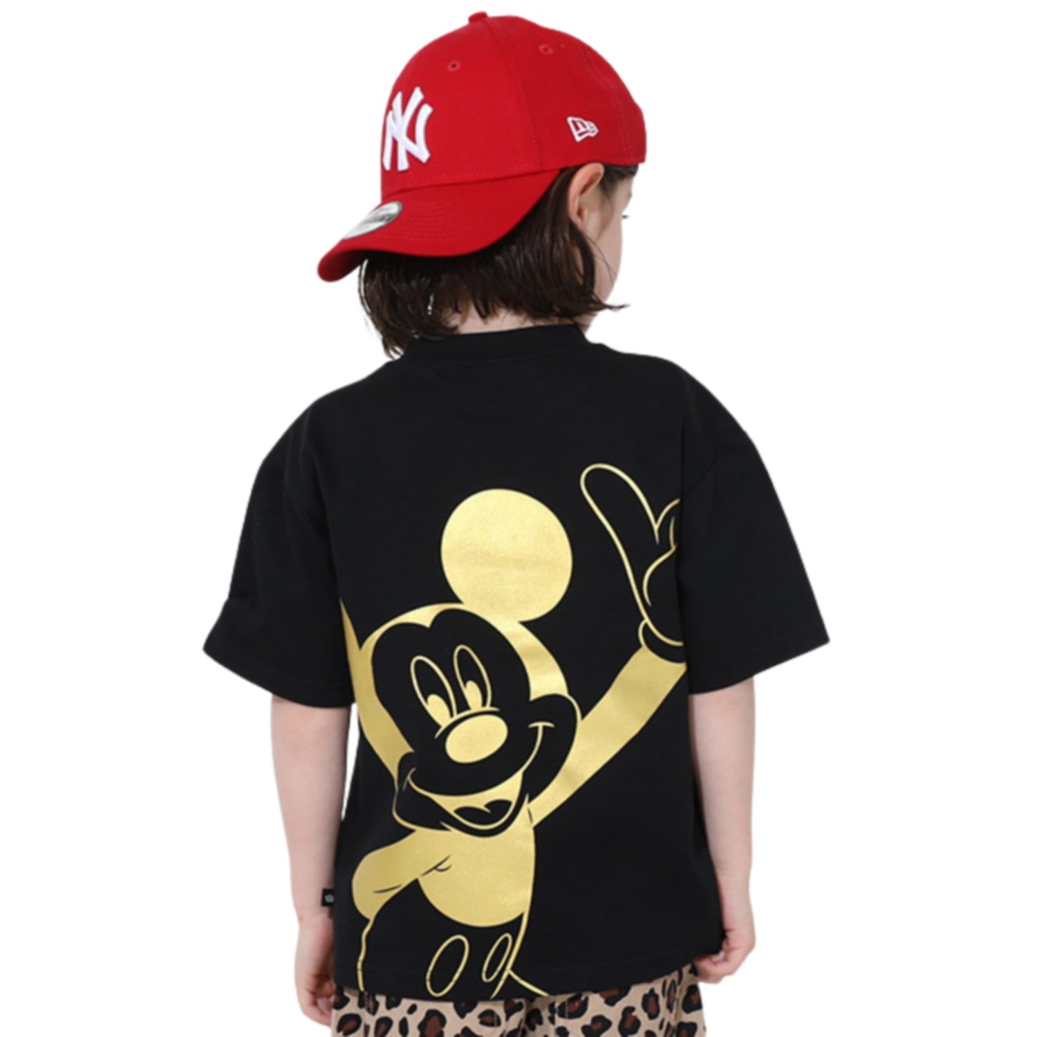 [Baby Doll] Mickey Parent and Child Matching Foil Character T-Shirt 0541K / Baby Size Kids Link Coordination Matching Look Parent and Child Coordination Tops Short Sleeves T-shirt Material Gorgeous Gold