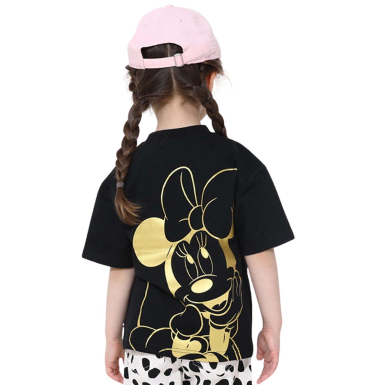 [Babydoll] Minnie Matching Parent and Child Foil Character T-Shirt 0541K / Baby Size Kids Link Coordination Matching Look Parent and Child Coordination Tops Short Sleeves T-shirt Material Gorgeous Gold