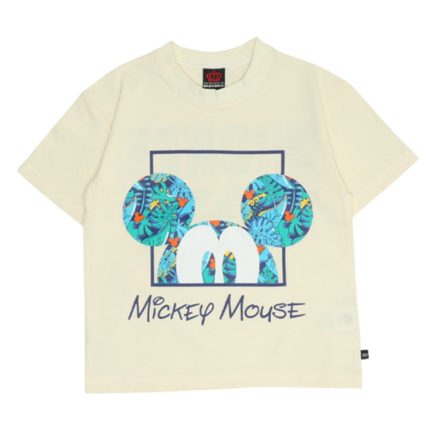 [Babydoll] Mickey Parent and Child Matching Resort Pattern T-Shirt 0546K / Baby Size Kids Link Coordination Matching Look Parent and Child Coordination Tops Short Sleeve Tenjiku Material Resort