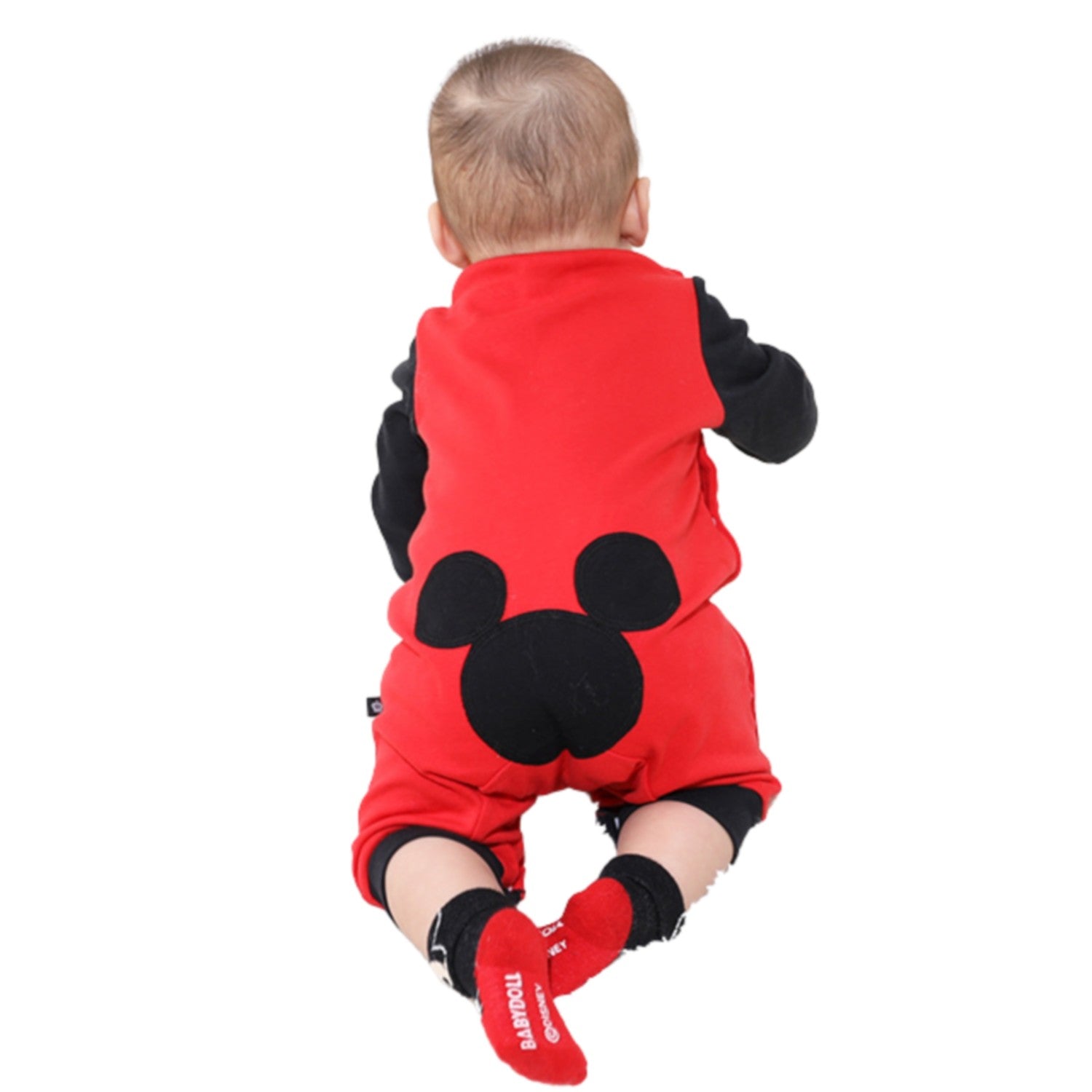 [Babydoll] Mickey Butt Appliqué Romper 0635B / 70-80cm Baby Size Baby Baby Shower Gift Present Baby Clothes Coverall Long Sleeve 100% Cotton