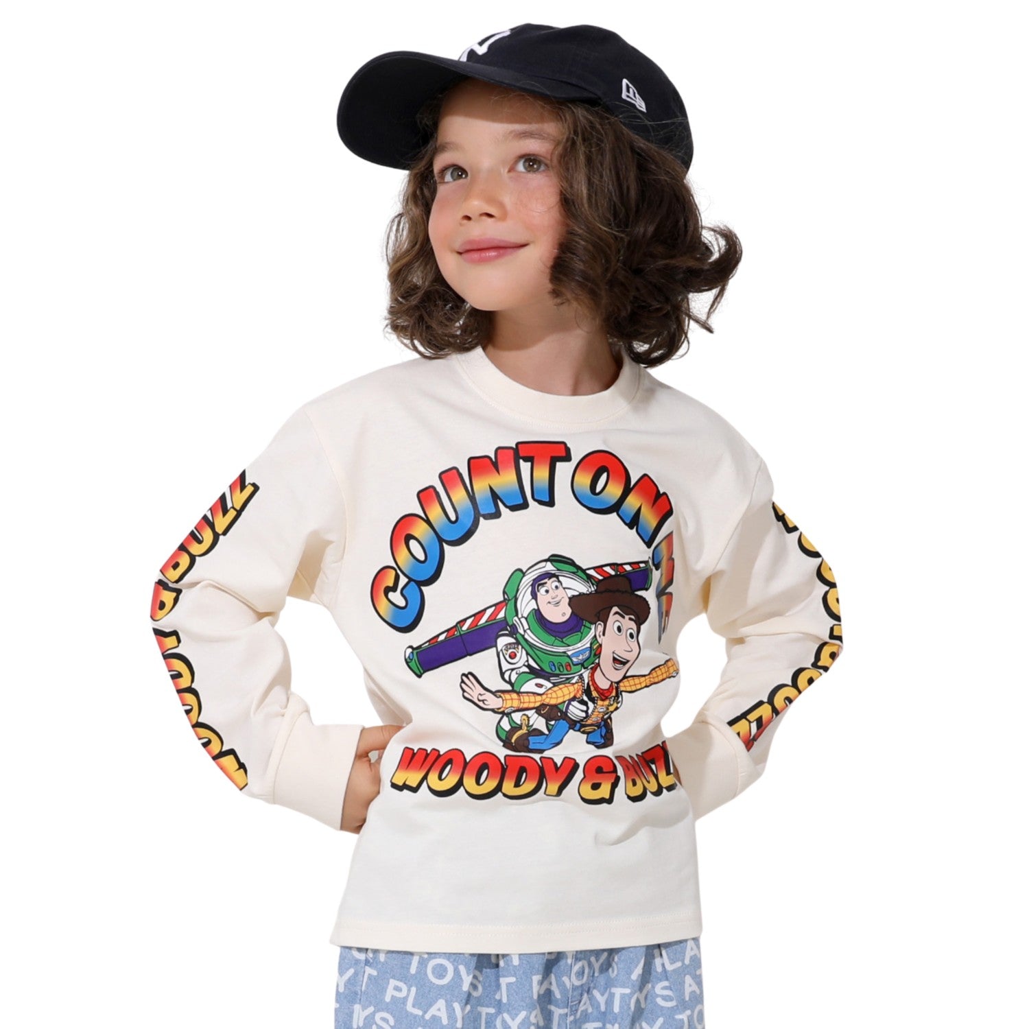 [Baby Doll] Woody Buzz Parent and Child Matching Liblon T 0725K / Baby Size Kids Tops Long Sleeve T-Shirt Crew Neck Cut and Sew Link Coordination Matching Look Parent and Child Coordination Tenjiku Material