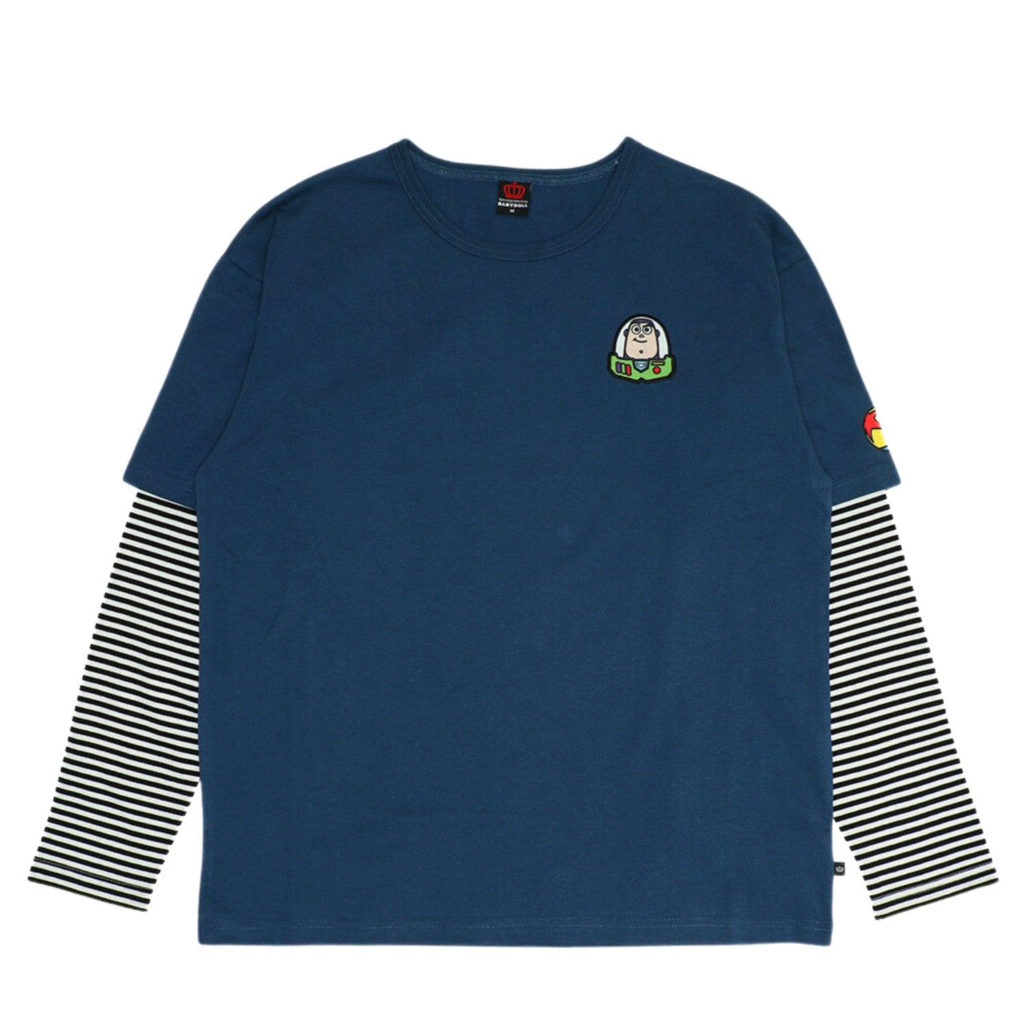 [Babydoll] Buzz Parent-child matching layered style long T-shirt 0733A / Adults, unisex, unisex, link coordination, matching look, parent-child coordination, tops, long sleeves, crew neck, cut and sew, layered style, jersey material, border