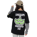 [Babydoll] Little Green Men Matching parent and child layered style long T-shirt 0733A / Adult Unisex Unisex Link Coordination Matching Look Parent and Child Coordination Tops Long Sleeve Crew Neck Cut and Sew Layered Style Tenjiku Material Border