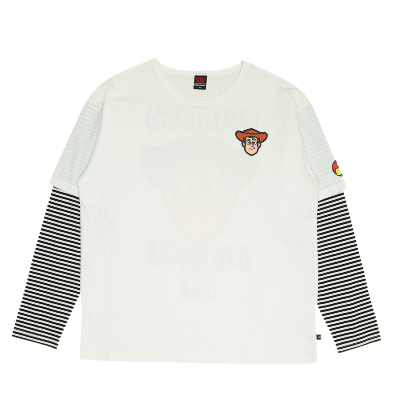 [Babydoll] Woody Matching parent and child layered style long T-shirt 0733A / Adult, unisex, unisex, link coordination, matching look, parent and child coordination, tops, long sleeves, crew neck, cut and sew, layered style, jersey material, border
