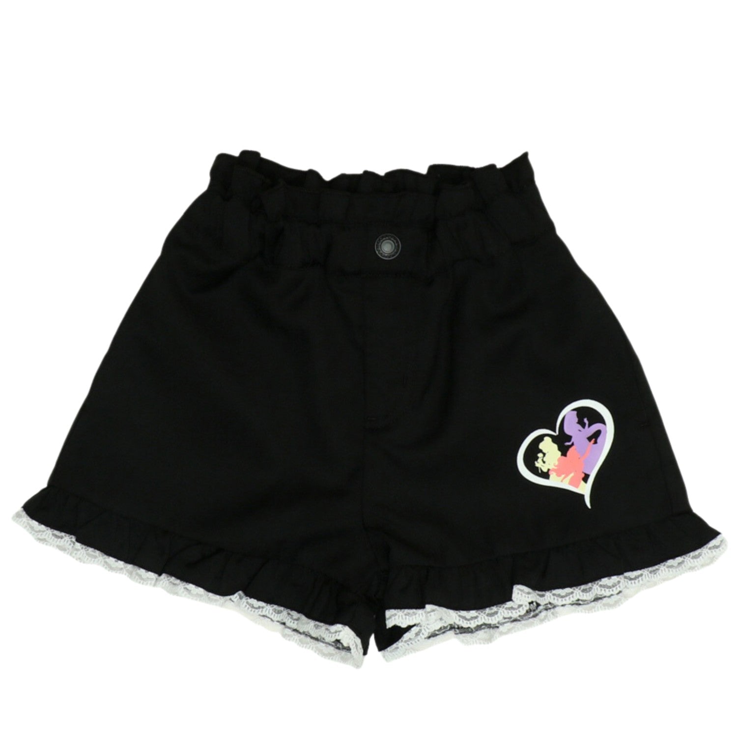 [Baby Doll] Rapunzel Ariel Belle Princess / Frilled Shorts 0771K / Kids Baby Size Bottoms Shorts Lace Frill Full Elastic Waist With Elastic Hole Fake Button Wrinkle Resistant Quick Dry Girly Heart
