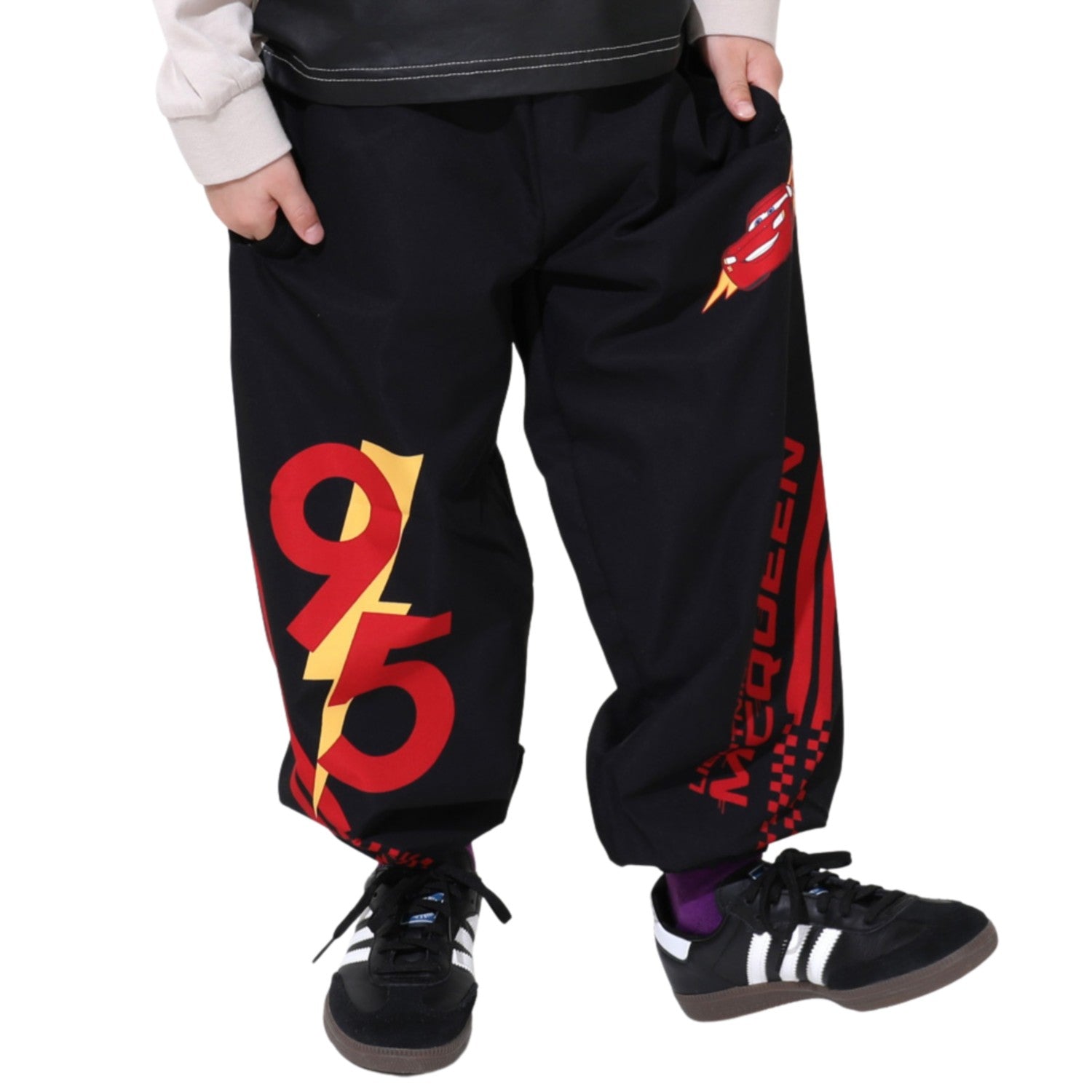 [Babydoll] Cars Line Long Pants 0807K / Baby Size Kids Bottoms Long Pants Full Elastic Waist With Elastic Hole Mesh Lining Water Repellent