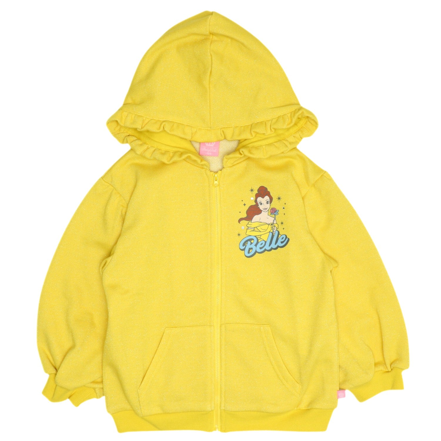 [Babydoll] Belle Princess / Lamé Zip Parka 0864K / Kids, Baby Size, Long Sleeve, Light Outerwear, Wearing, Sweatshirt, Hoodie, Lamé Rhinestone, Sparkling Ruffles, Voluminous Sleeves, Kangaroo Pocket, Wrinkle-resistant, Girly
